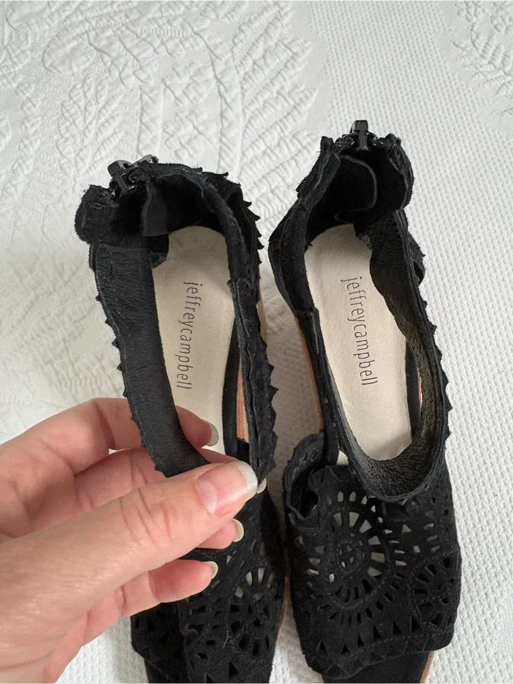 Jeffrey Campbell Del Sol wedges laser cut suede size 7.5